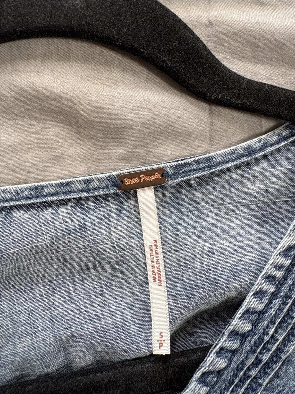 Free People- Charlotte Denim Blouse In Medium Indigo